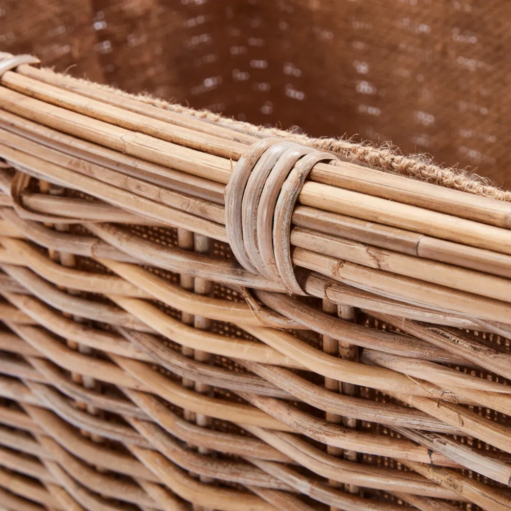 Wovenhill Kubu Rattan Rectangular Log Basket with Hoop Handles