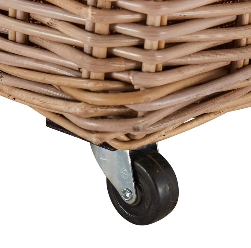 Wovenhill Kubu Rattan Rectangular Log Basket with Wheels XLarge