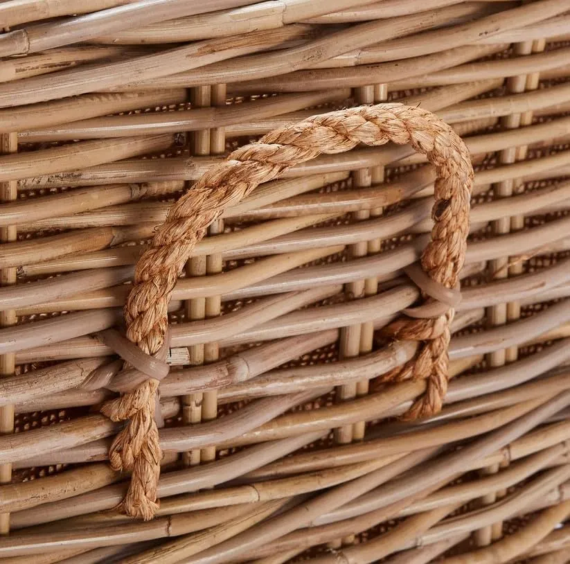 Wovenhill Kubu Rattan Rectangular Log Basket with Wheels XLarge