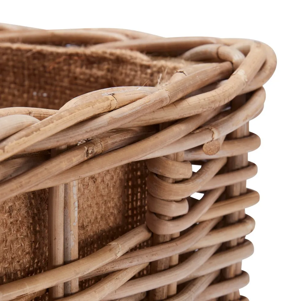 Wovenhill Kubu Rattan Tall Oblong Log Basket with Wheels