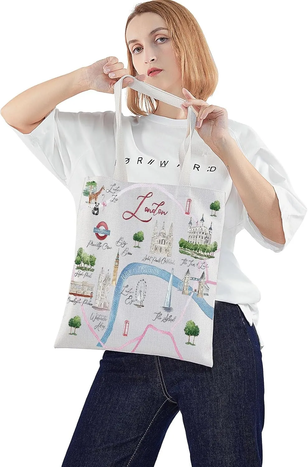WZMPA London City Map Cosmetic Bag London Travel Gift London Long Distance Relationship Makeup Zipper Pouch Bag For Family Friend (London Tote)