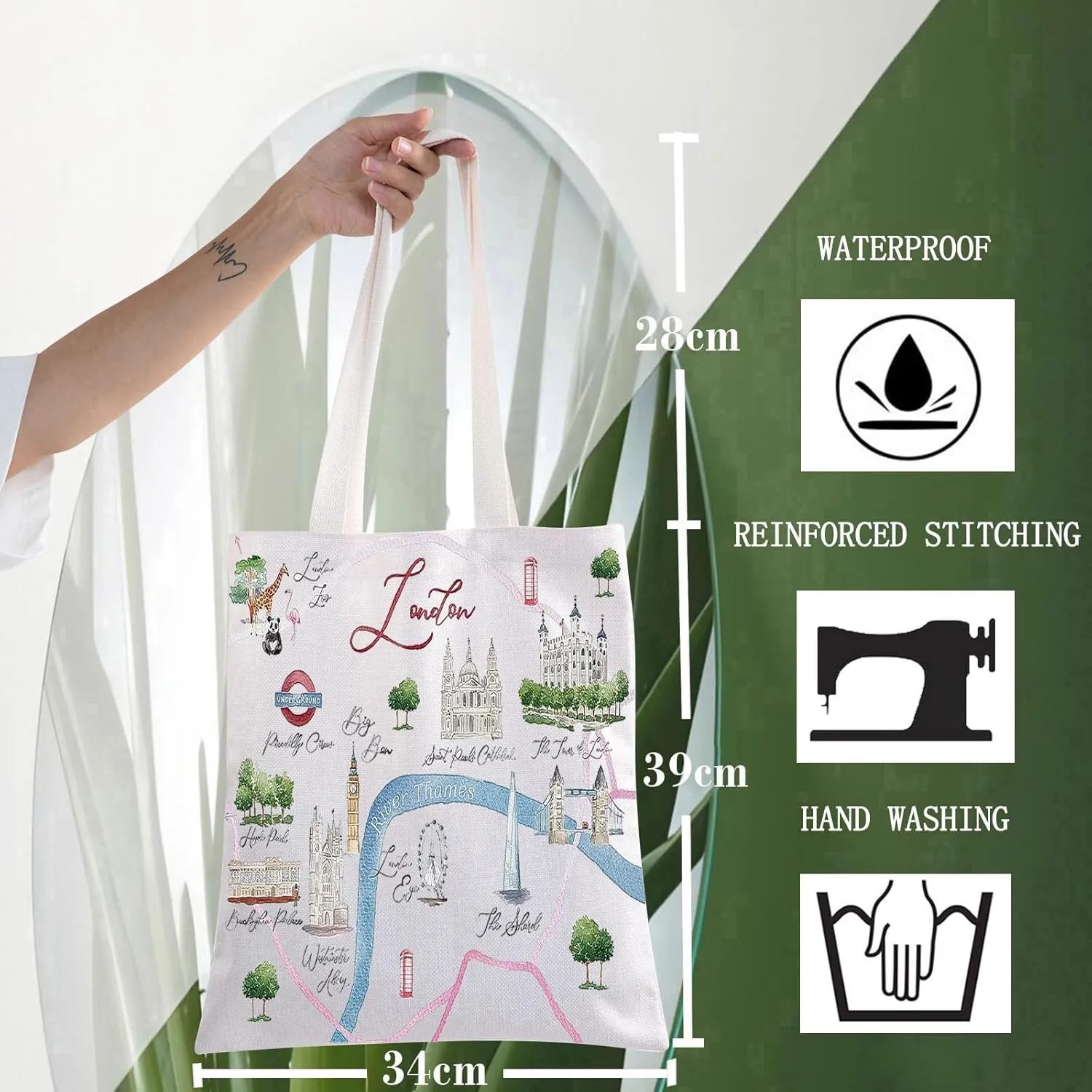 WZMPA London City Map Cosmetic Bag London Travel Gift London Long Distance Relationship Makeup Zipper Pouch Bag For Family Friend (London Tote)