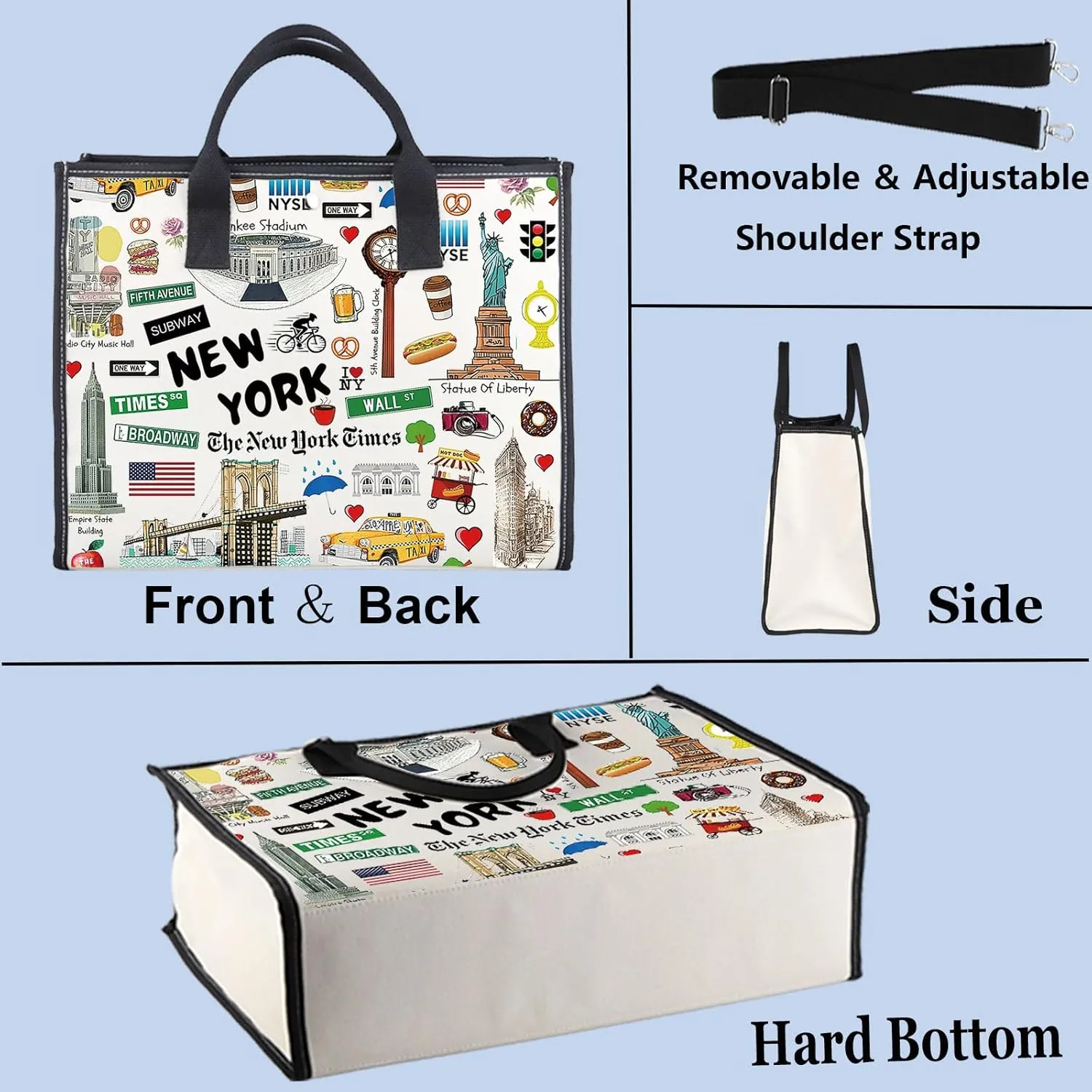WZMPA New York Cosmetic Bag - Souvenir Gift & Vacation Makeup Pouch - Zipper Closure