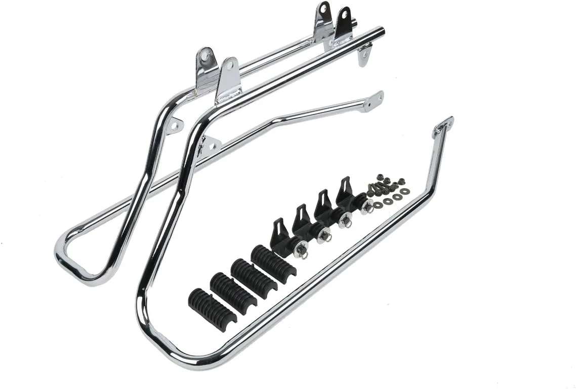 XFMT Vivid Black 5" Stretched Extended Saddlebags Hard Saddle Bags W/Chrome Conversion Bracket For Harley Softail Heritage Deluxe 1984-2017