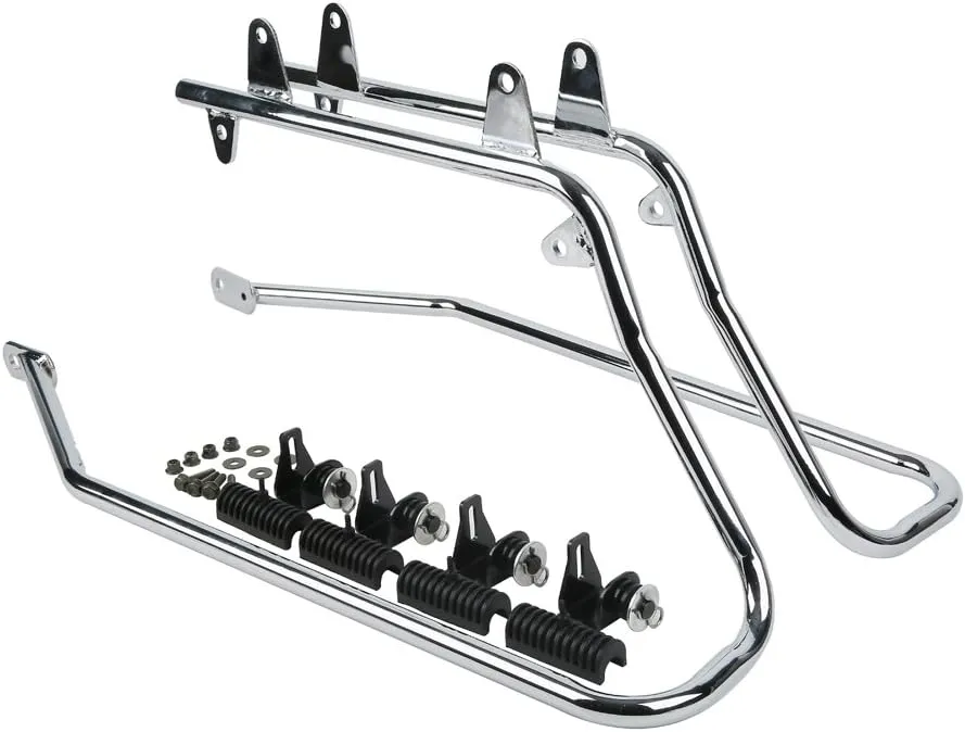 XFMT Vivid Black 5" Stretched Extended Saddlebags Hard Saddle Bags W/Chrome Conversion Bracket For Harley Softail Heritage Deluxe 1984-2017