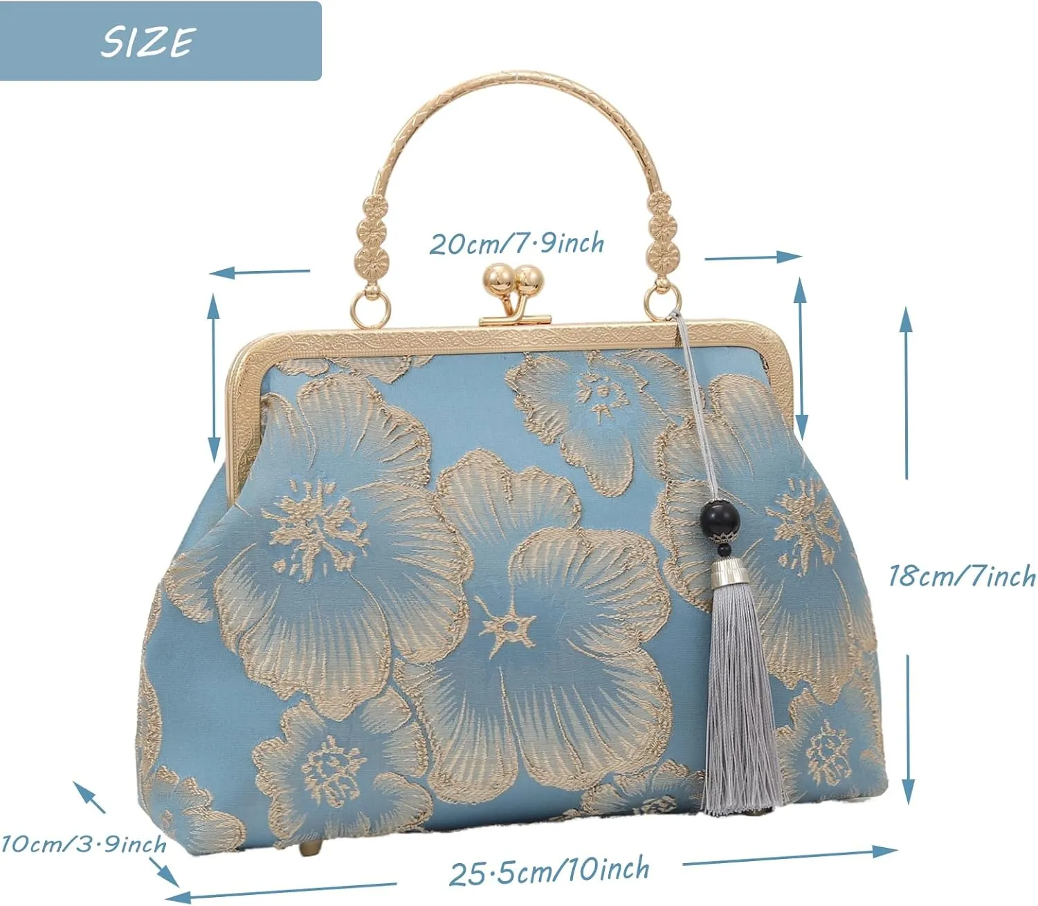 YeBon Retro Shoulder Chain Messenger Clutch Chinese Style Embroidered Jacquard Women's Evening Bags L