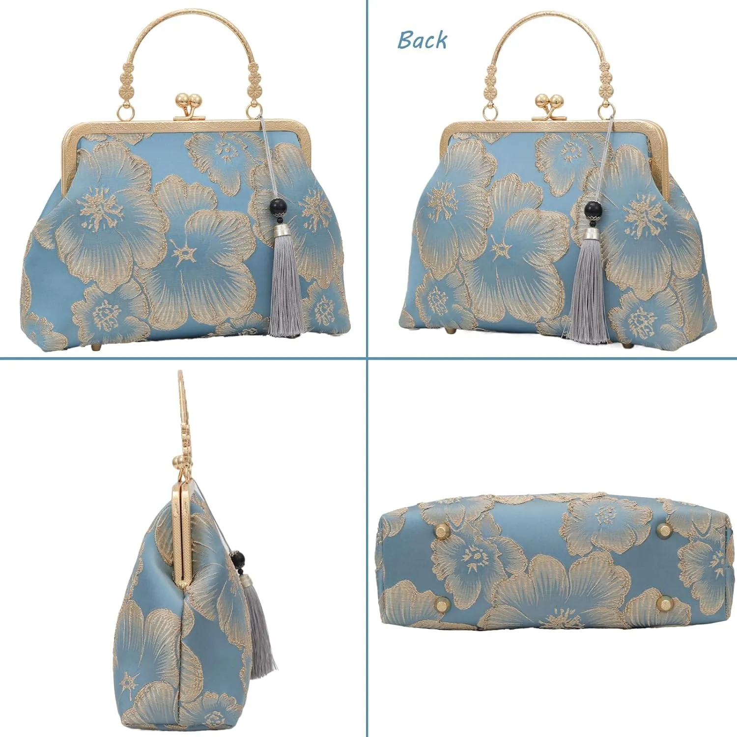 YeBon Retro Shoulder Chain Messenger Clutch Chinese Style Embroidered Jacquard Women's Evening Bags L