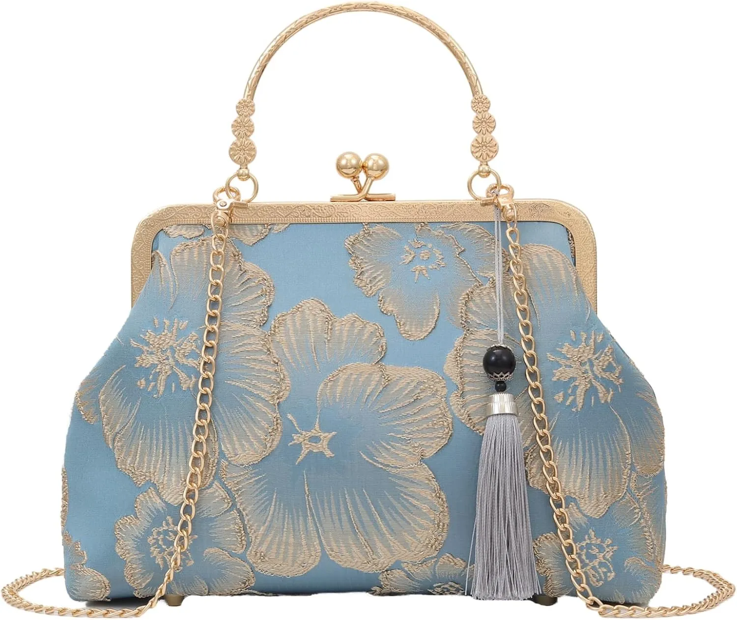 YeBon Retro Shoulder Chain Messenger Clutch Chinese Style Embroidered Jacquard Women's Evening Bags L