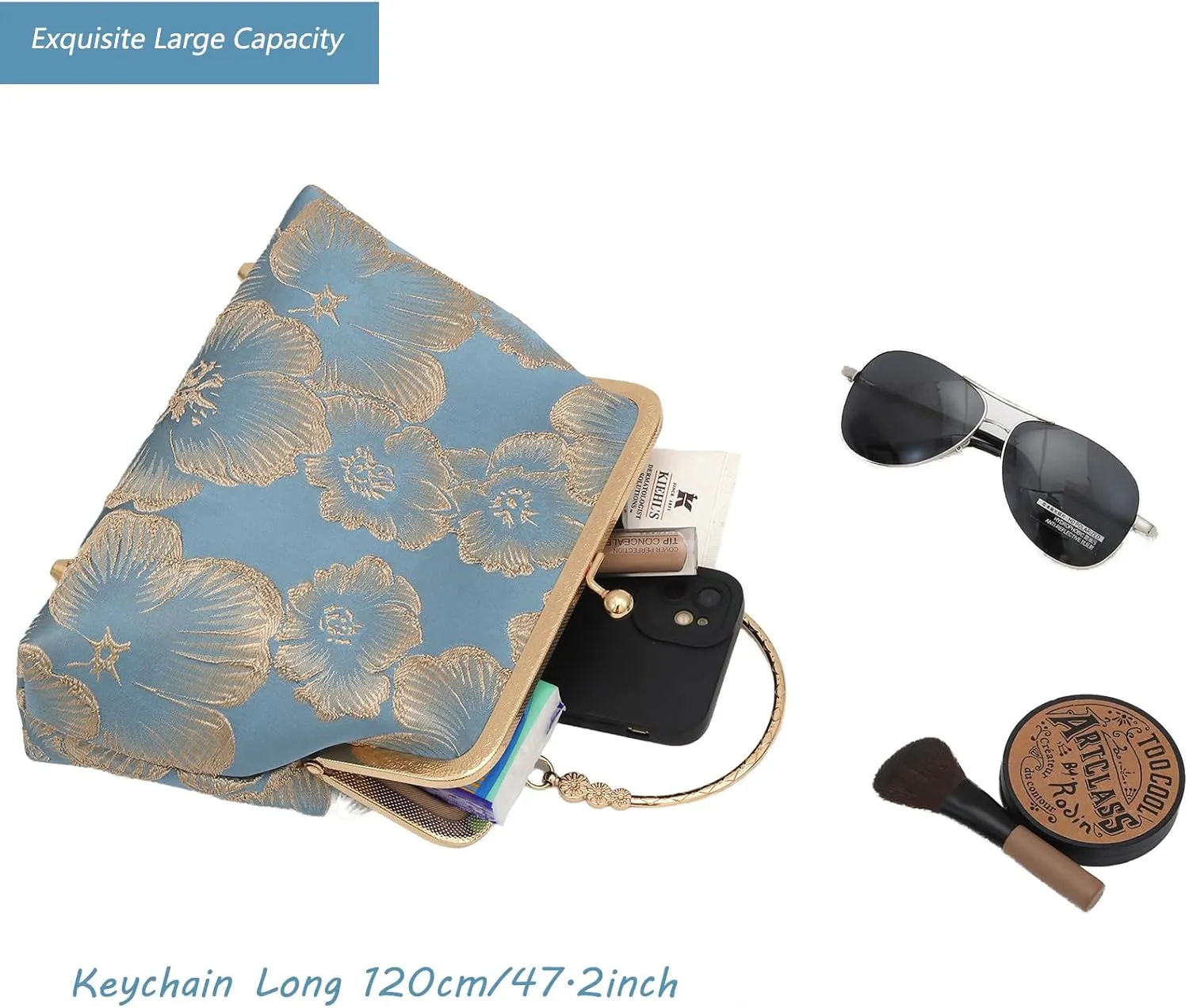 YeBon Retro Shoulder Chain Messenger Clutch Chinese Style Embroidered Jacquard Women's Evening Bags L