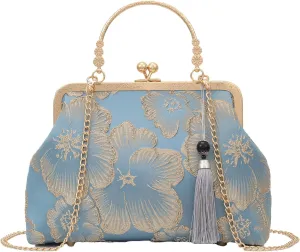 YeBon Retro Shoulder Chain Messenger Clutch Chinese Style Embroidered Jacquard Women's Evening Bags L