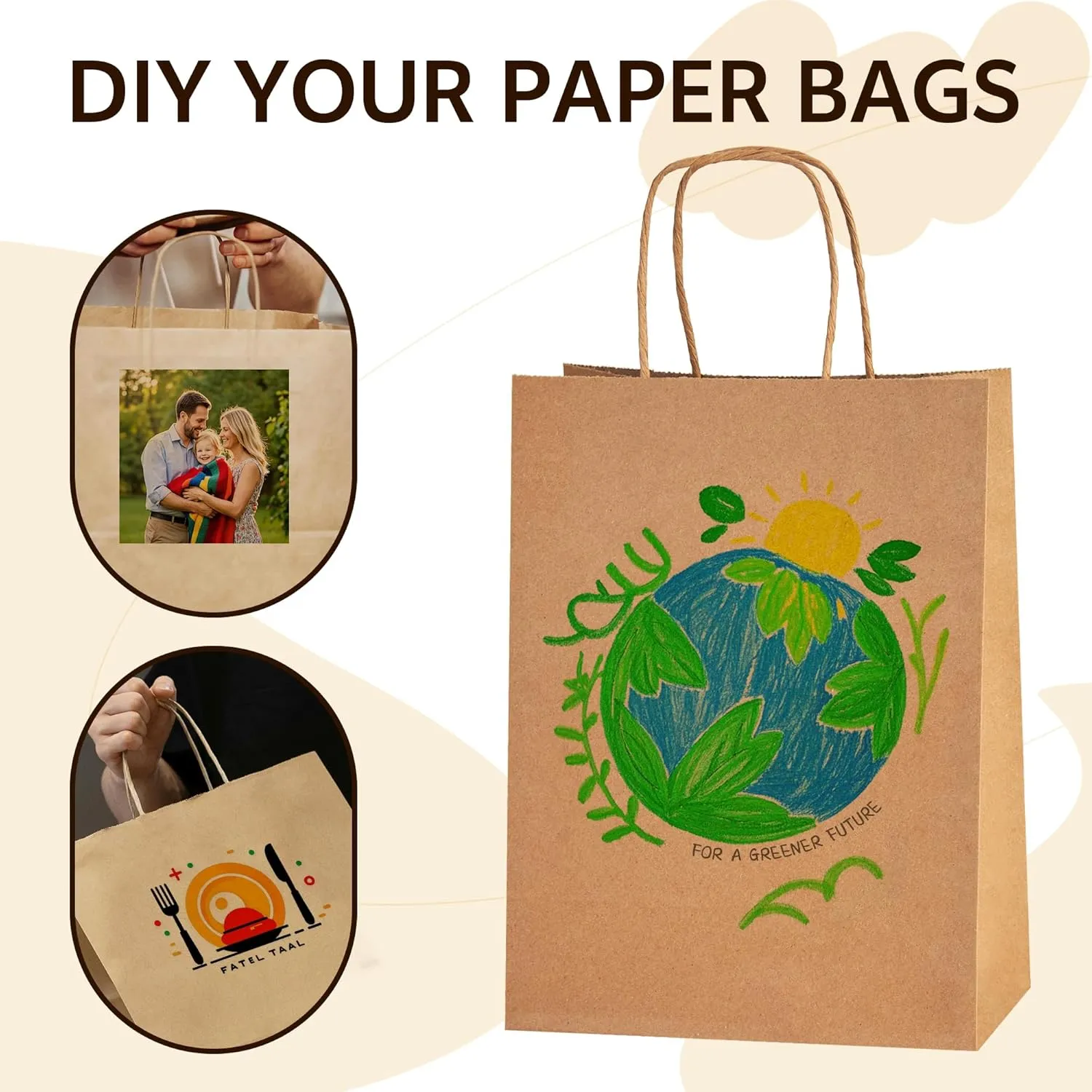 YEEHAW Brown Paper Bags with Handles Bulk 8"x4.5"x10.8" 100Pcs Gift Kraft Bags Medium Size, Brown Craft with Handles, Gifts Bag Bulk, Suitable for Retail, Party, Shopping, Merchandise