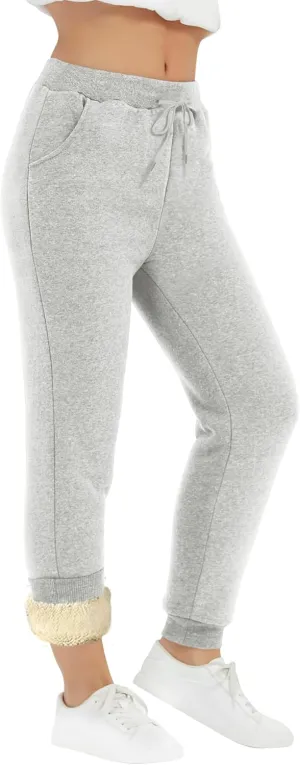 Yeokou Women's Warm Sherpa Lined Athletic Sweatpants Jogger Fleece Pants