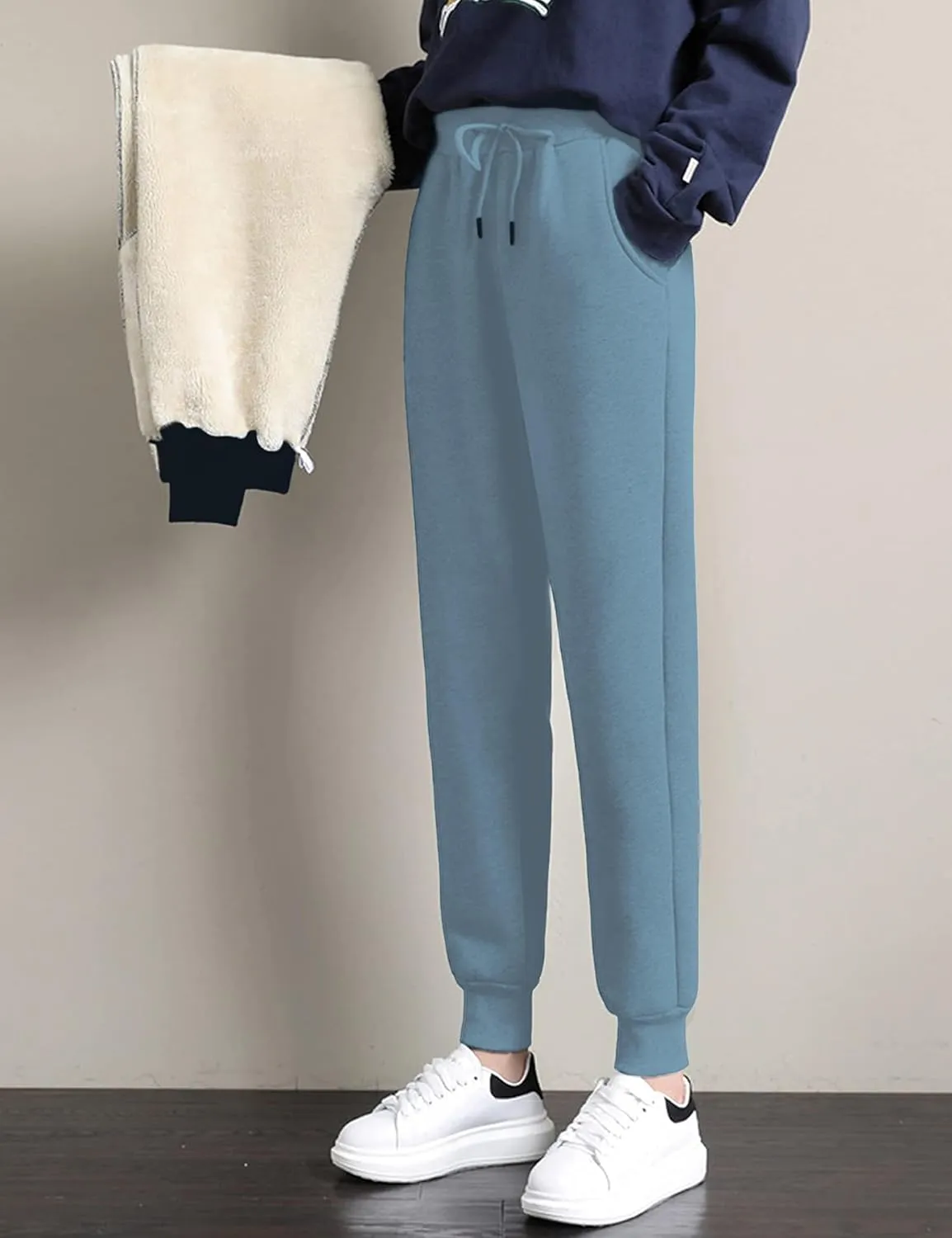 Yeokou Women's Warm Sherpa Lined Athletic Sweatpants Jogger Fleece Pants