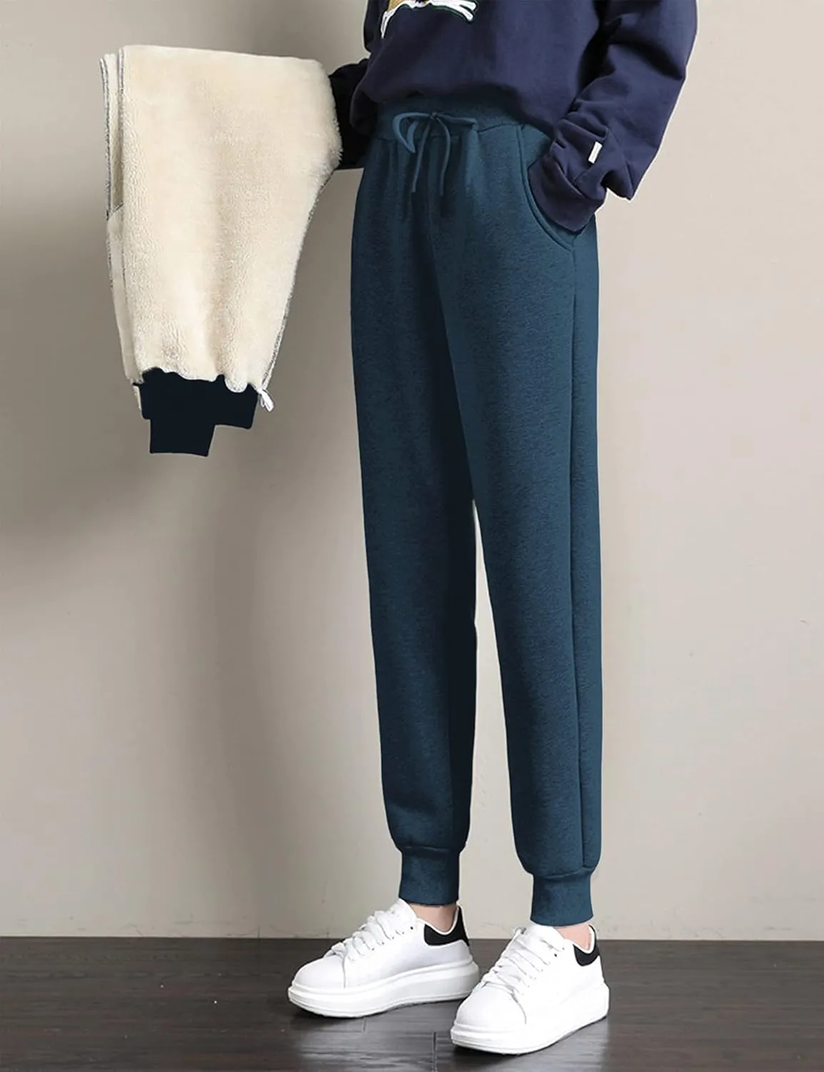 Yeokou Women's Warm Sherpa Lined Athletic Sweatpants Jogger Fleece Pants