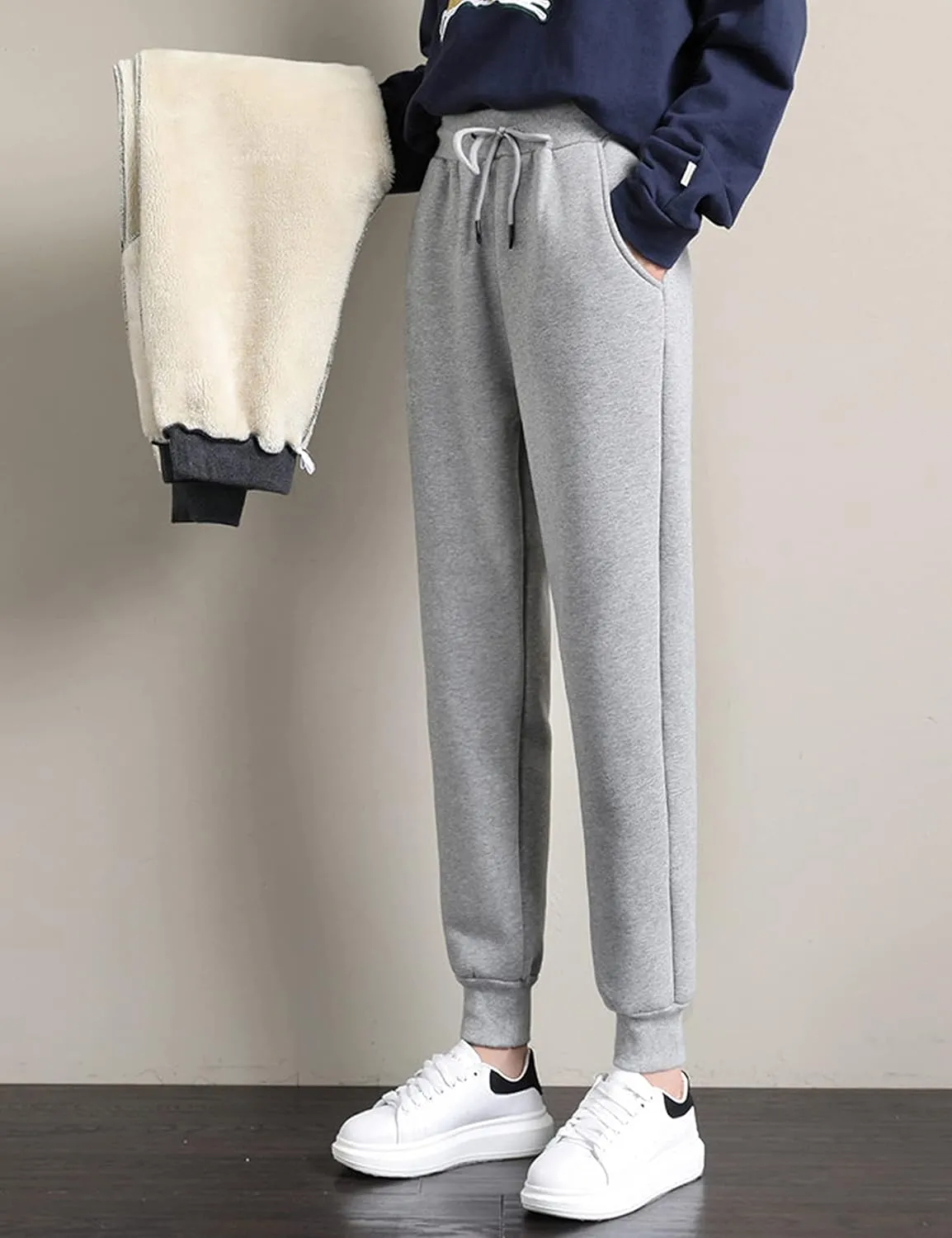 Yeokou Women's Warm Sherpa Lined Athletic Sweatpants Jogger Fleece Pants