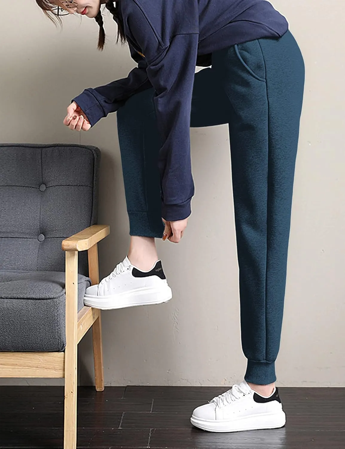 Yeokou Women's Warm Sherpa Lined Athletic Sweatpants Jogger Fleece Pants