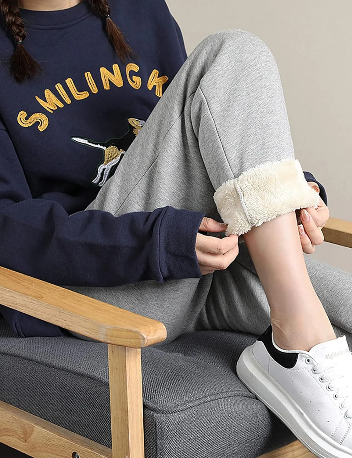 Yeokou Women's Warm Sherpa Lined Athletic Sweatpants Jogger Fleece Pants