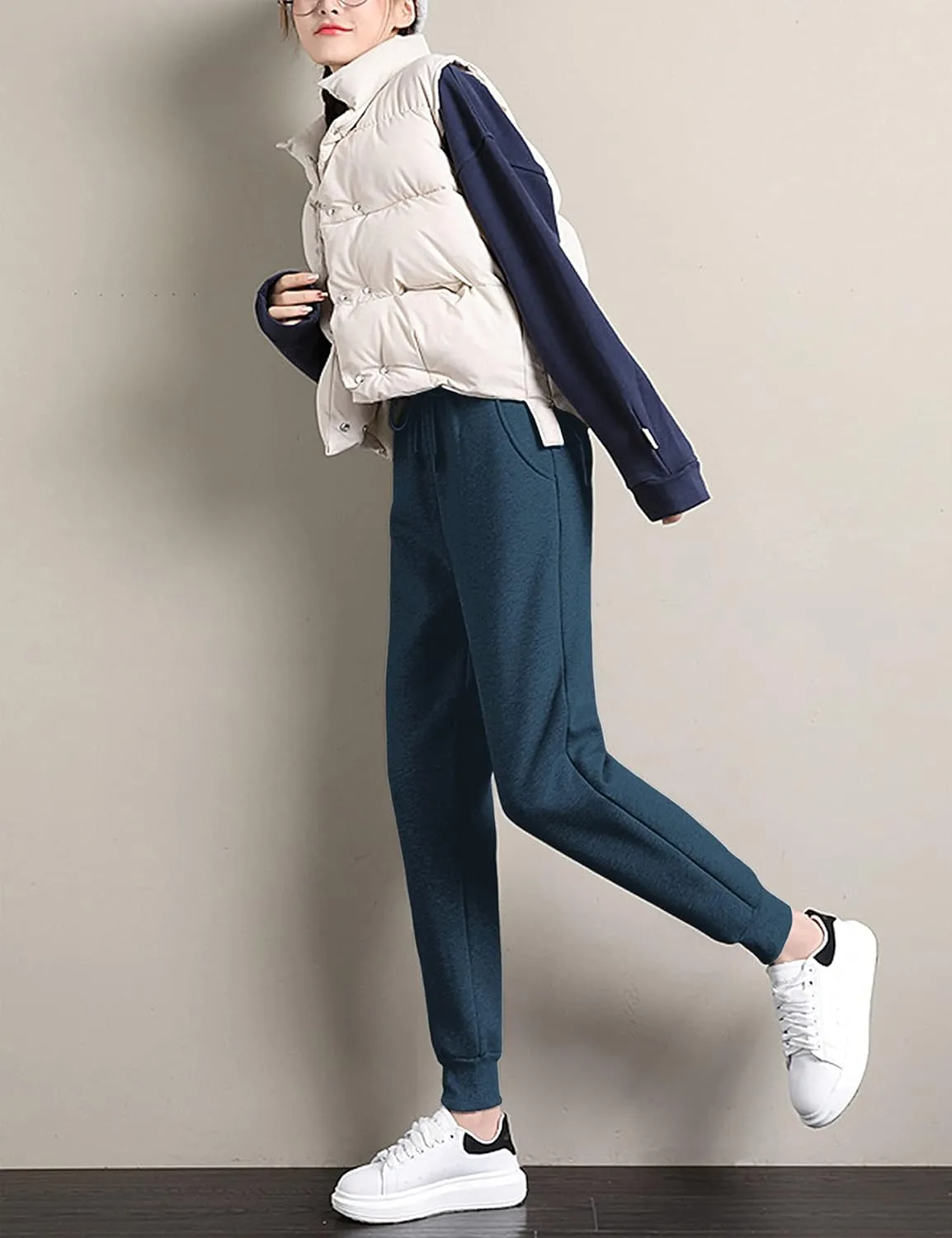 Yeokou Women's Warm Sherpa Lined Athletic Sweatpants Jogger Fleece Pants