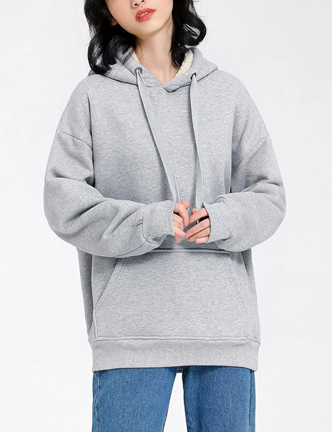 Yeokou Women's Winter Hoodies Pullover Sherpa Fleece Warm Heavyweight Sweatshirt