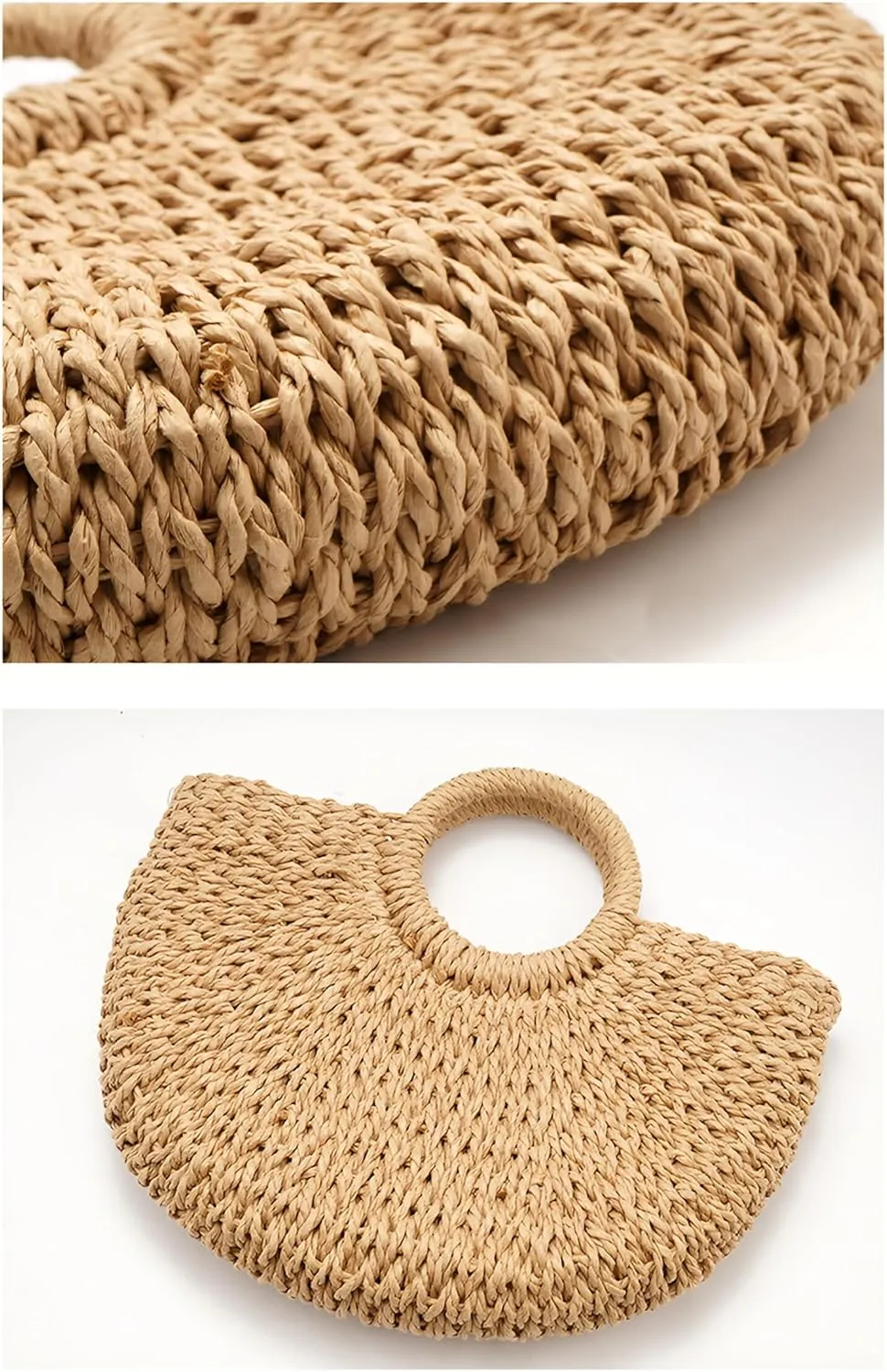 Your Cozy Boho Purses and Handbags Handmade paper rope handbag (Brown)