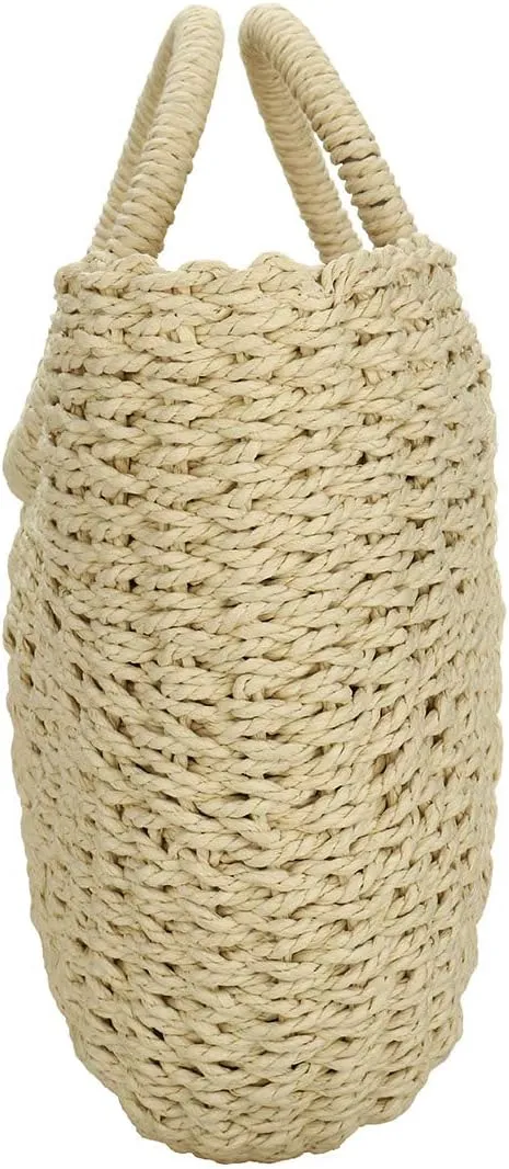 YYW Straw Bags for Women,Hand-woven Straw Large Bag Round Handle Ring Tote Retro Summer Beach Rattan bag