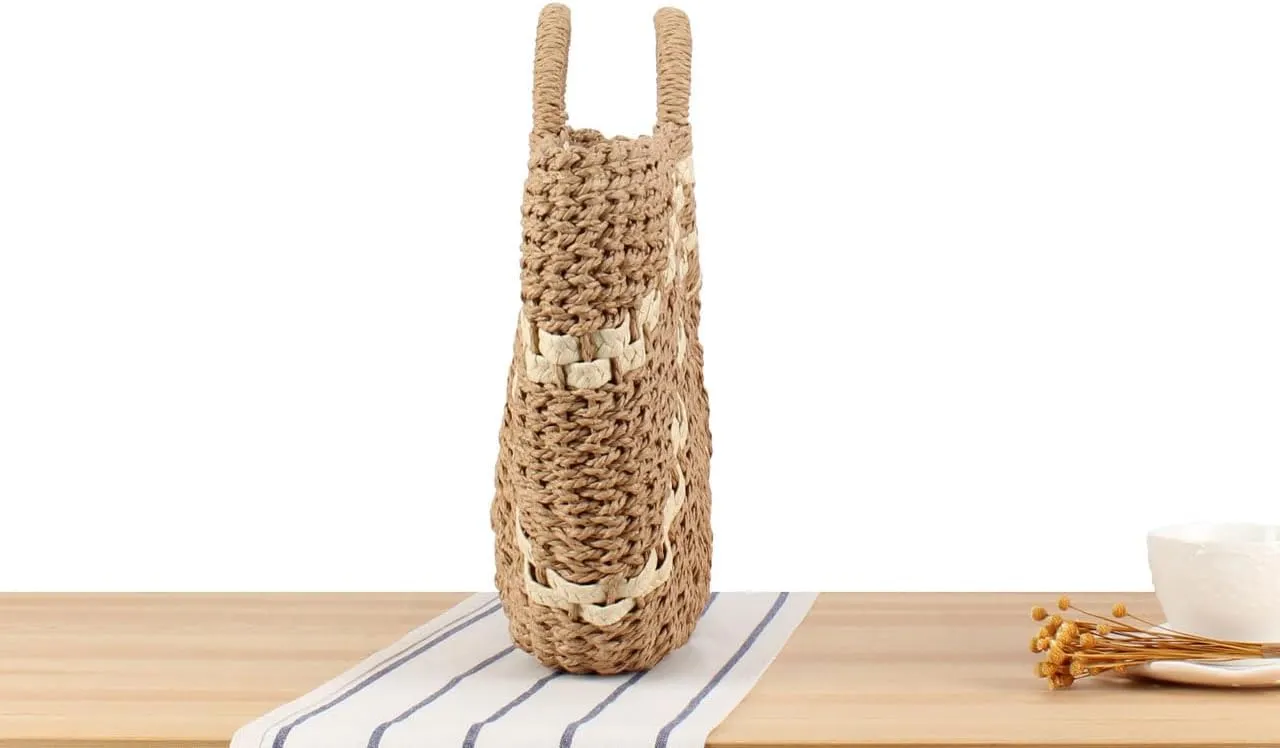 YYW Straw Bags for Women,Hand-woven Straw Large Bag Round Handle Ring Tote Retro Summer Beach Rattan bag