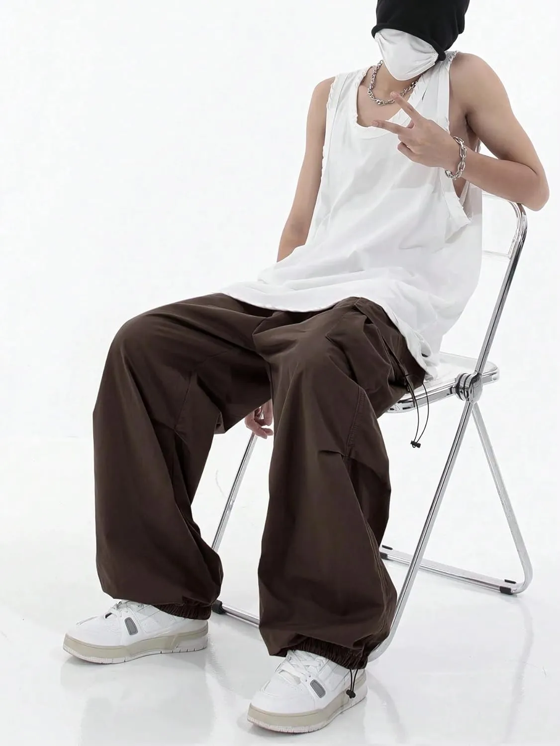 ZAFUL Men's Harem Pants Casual Cargo Pants Lightweight Quick Dry Travel Pants for Beach Yoga Hiking Festivals Streetwear