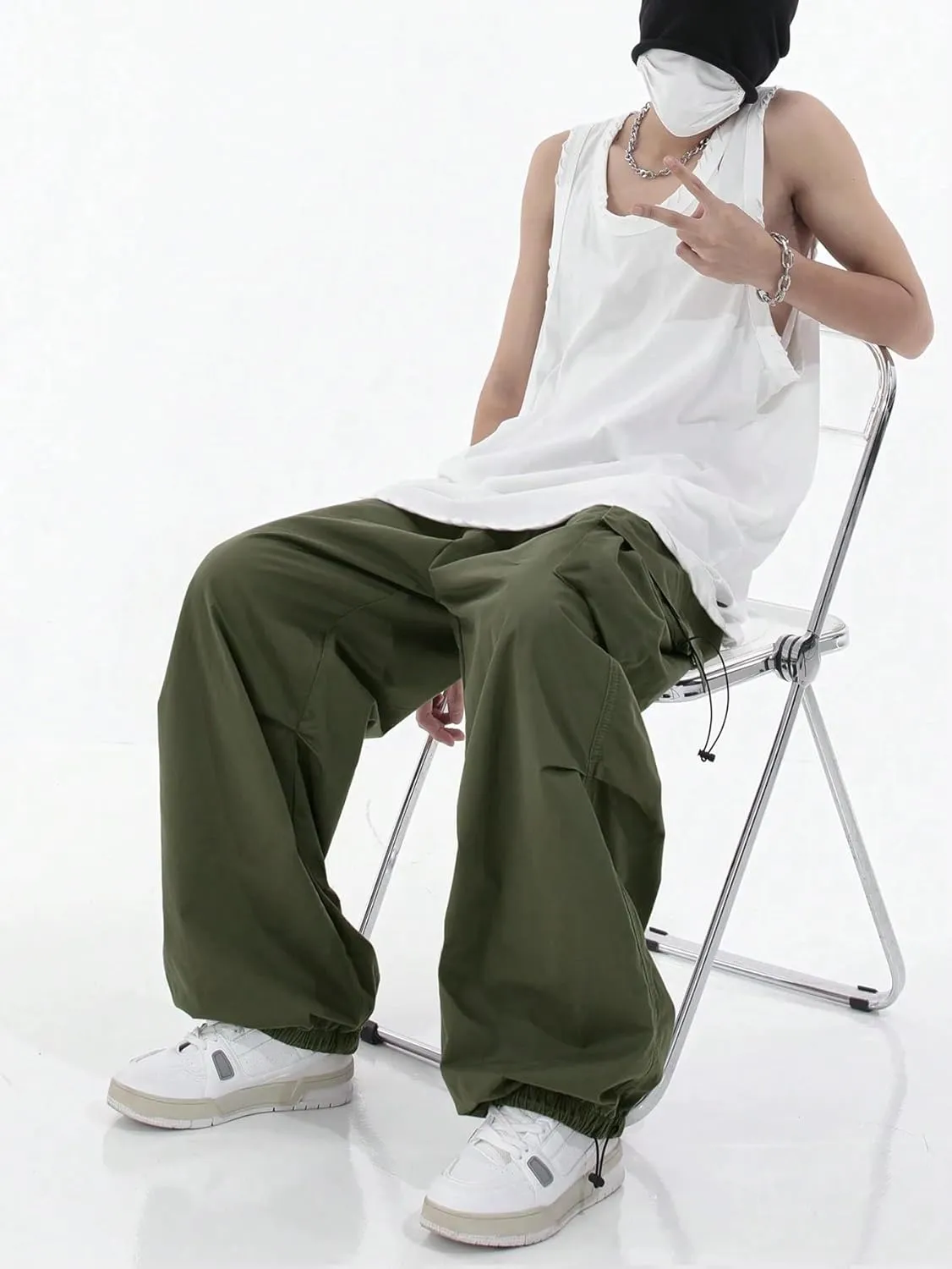 ZAFUL Men's Harem Pants Casual Cargo Pants Lightweight Quick Dry Travel Pants for Beach Yoga Hiking Festivals Streetwear