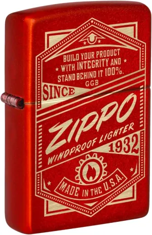 Zippo It Works Design Metallic Red Pocket Lighter
