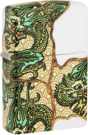 Zippo Kintsugi Dragon 540 White Matte Pocket Lighter
