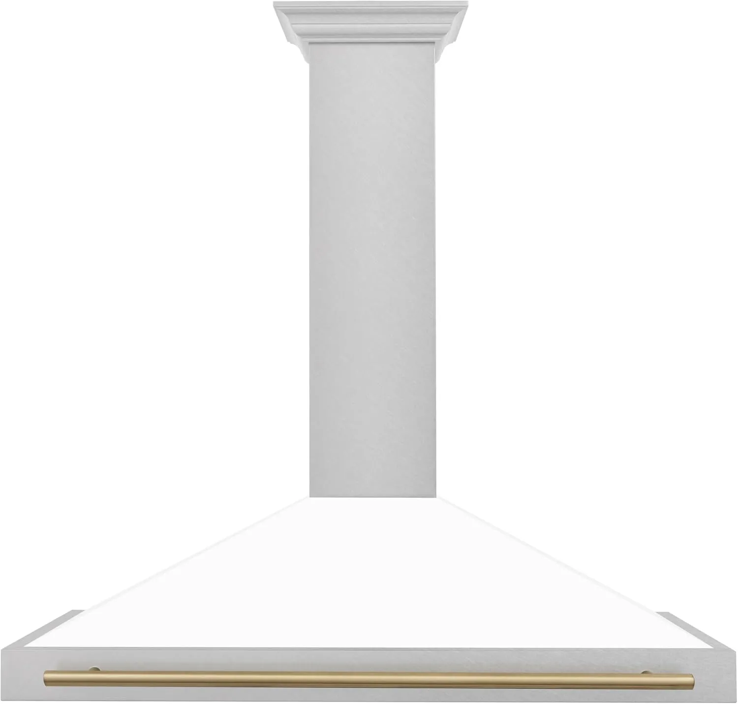 ZLINE Autograph Edition 48 in. Convertible Satin Stainless Steel Wall Mount Range Hood with White Matte Shell and Champagne Bronze Handle (KB4SNZ-WM48-CB)